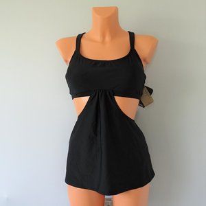 NWT Reebok Black Strappy Cut Out 2Pc Tankini Set